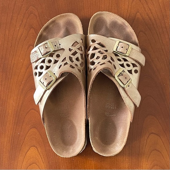 Birkenstock Bellary Metallic Gold Leather Slide Sandals | EU 37 - Picture 5 of 8